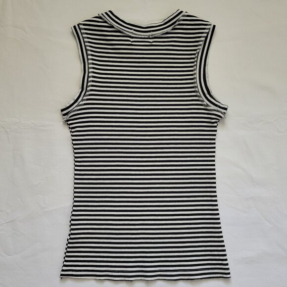 Black and White Fitted Striped Tank Top Size Small - Picture 9 of 10